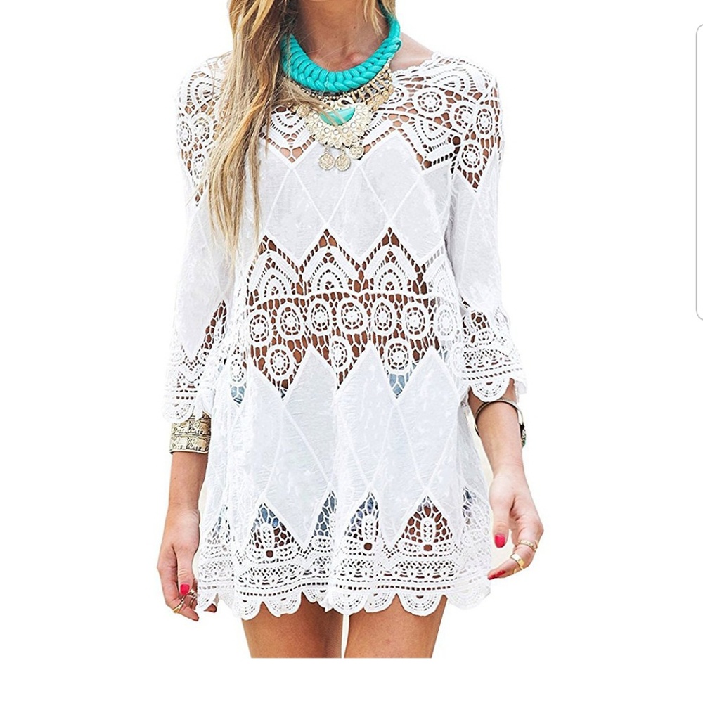 NEW Wrap Bikini Green & White Tropical S M L NWT - Picture 7 of 8